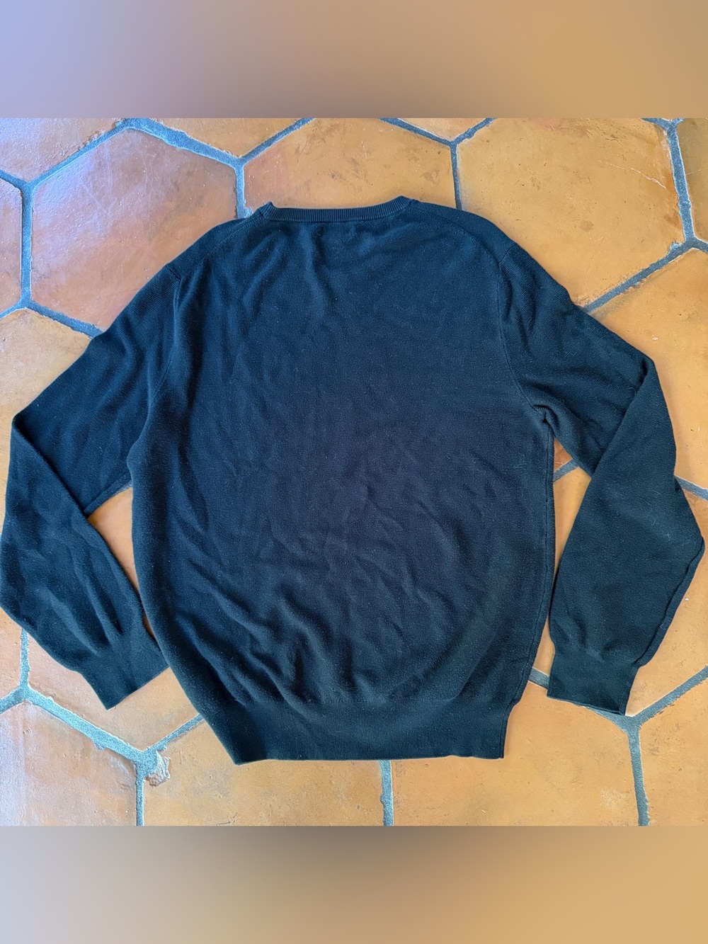 J Crew Cotton Crewneck Sweater Mens L Black Garter Stitch Preppy Minimalist - Picture 5 of 7